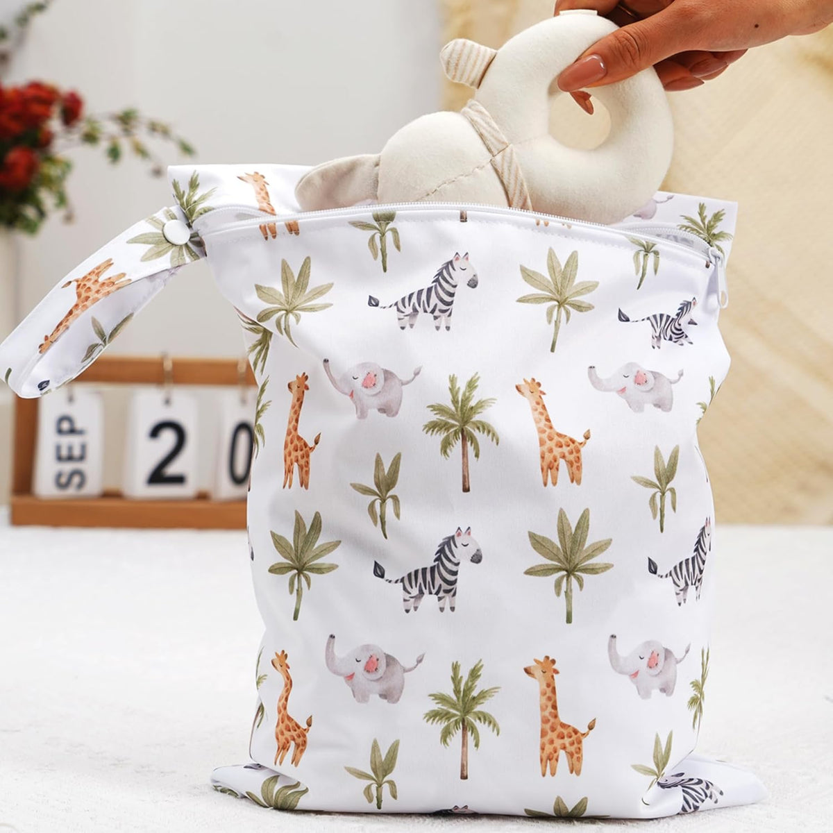 3 Set Wet Bag Storage Bag Waterproof Washable for Baby | Travel Bags, Beach, Pool, Gym Bag for Swimsuits & Wet Clothes (Dandelion)