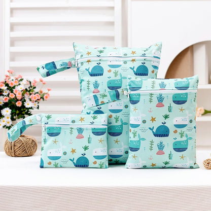 3 Set Wet Bag Storage Bag Waterproof Washable for Baby | Travel Bags, Beach, Pool, Gym Bag for Swimsuits & Wet Clothes (Dandelion)