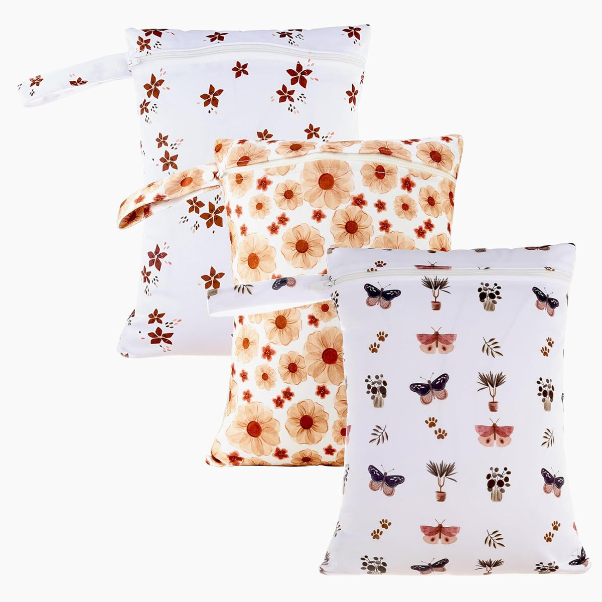 3 Set Wet Bag Storage Bag Waterproof Washable for Baby | Travel Bags, Beach, Pool, Gym Bag for Swimsuits & Wet Clothes (Dandelion)