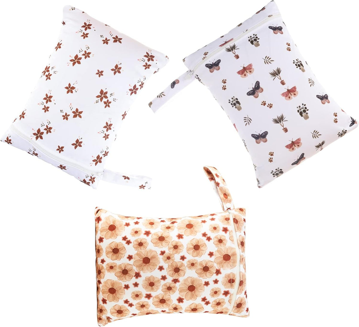 3 Set Wet Bag Storage Bag Waterproof Washable for Baby | Travel Bags, Beach, Pool, Gym Bag for Swimsuits & Wet Clothes (Dandelion)