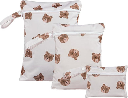 3 Set Wet Bag Storage Bag Waterproof Washable for Baby | Travel Bags, Beach, Pool, Gym Bag for Swimsuits & Wet Clothes (Dandelion)