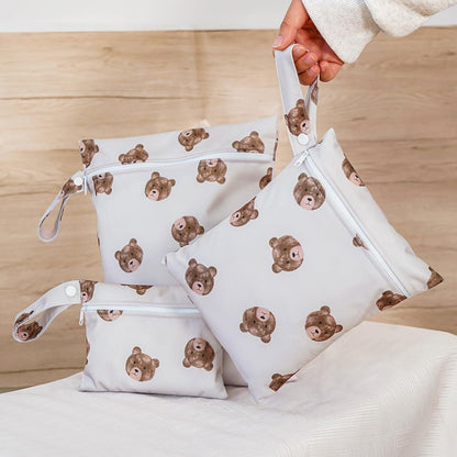 3 Set Wet Bag Storage Bag Waterproof Washable for Baby | Travel Bags, Beach, Pool, Gym Bag for Swimsuits & Wet Clothes (Dandelion)