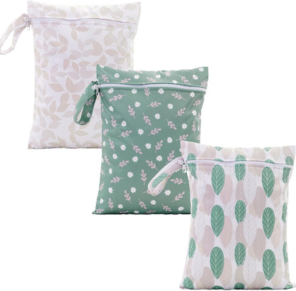 3 Set Wet Bag Storage Bag Waterproof Washable for Baby | Travel Bags, Beach, Pool, Gym Bag for Swimsuits & Wet Clothes (Dandelion)