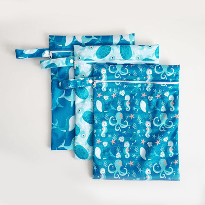 3 Set Wet Bag Storage Bag Waterproof Washable for Baby | Travel Bags, Beach, Pool, Gym Bag for Swimsuits & Wet Clothes (Dandelion)