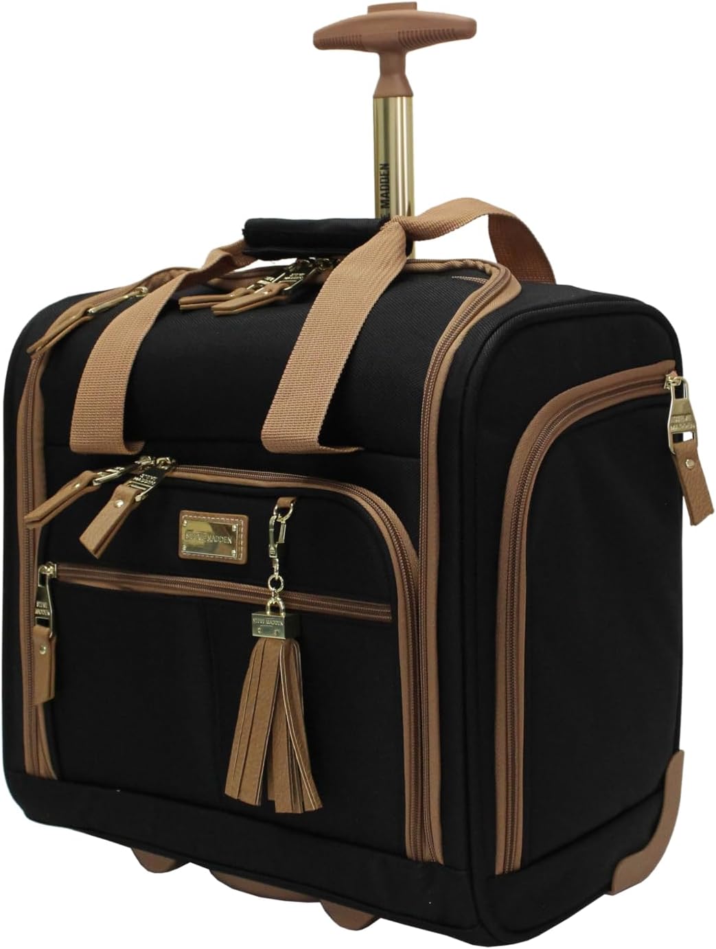 Designer 15 Inch Carry on Suitcase- Small Weekender Overnight Business Travel Luggage- Lightweight 2- Rolling Spinner Wheels Under Seat Bag for Women (Harlo Teal Blue)