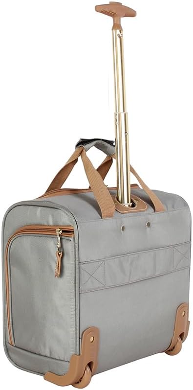 Designer 15 Inch Carry on Suitcase- Small Weekender Overnight Business Travel Luggage- Lightweight 2- Rolling Spinner Wheels Under Seat Bag for Women (Harlo Teal Blue)