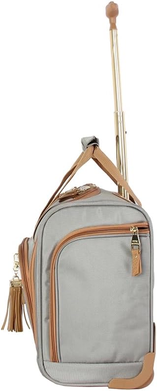 Designer 15 Inch Carry on Suitcase- Small Weekender Overnight Business Travel Luggage- Lightweight 2- Rolling Spinner Wheels Under Seat Bag for Women (Harlo Teal Blue)