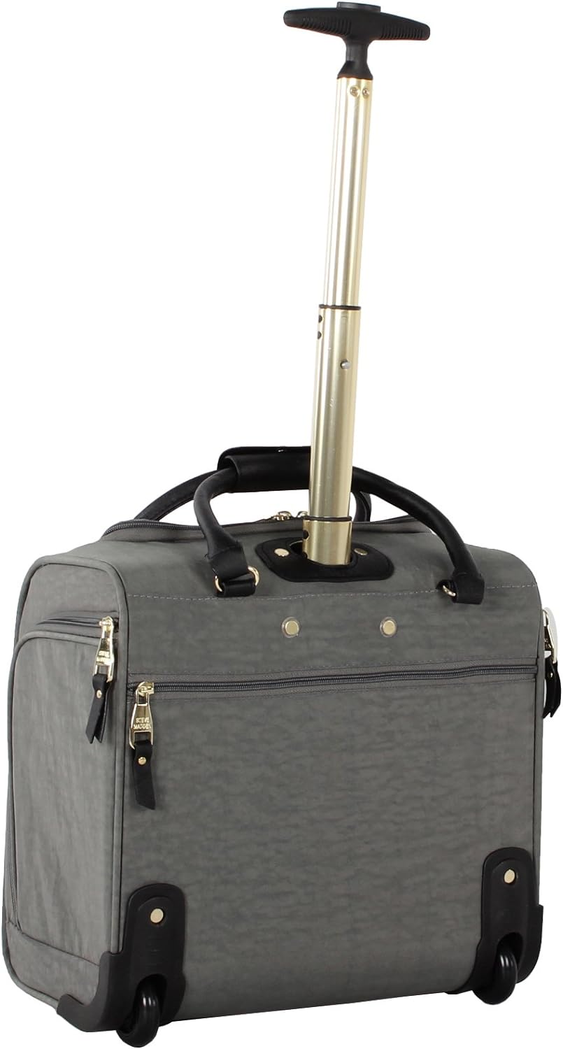 Designer 15 Inch Carry on Suitcase- Small Weekender Overnight Business Travel Luggage- Lightweight 2- Rolling Spinner Wheels Under Seat Bag for Women (Harlo Teal Blue)