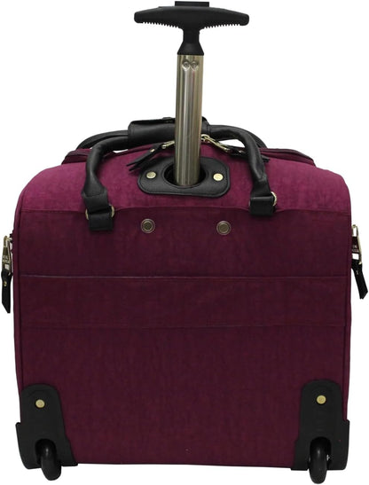 Designer 15 Inch Carry on Suitcase- Small Weekender Overnight Business Travel Luggage- Lightweight 2- Rolling Spinner Wheels Under Seat Bag for Women (Harlo Teal Blue)