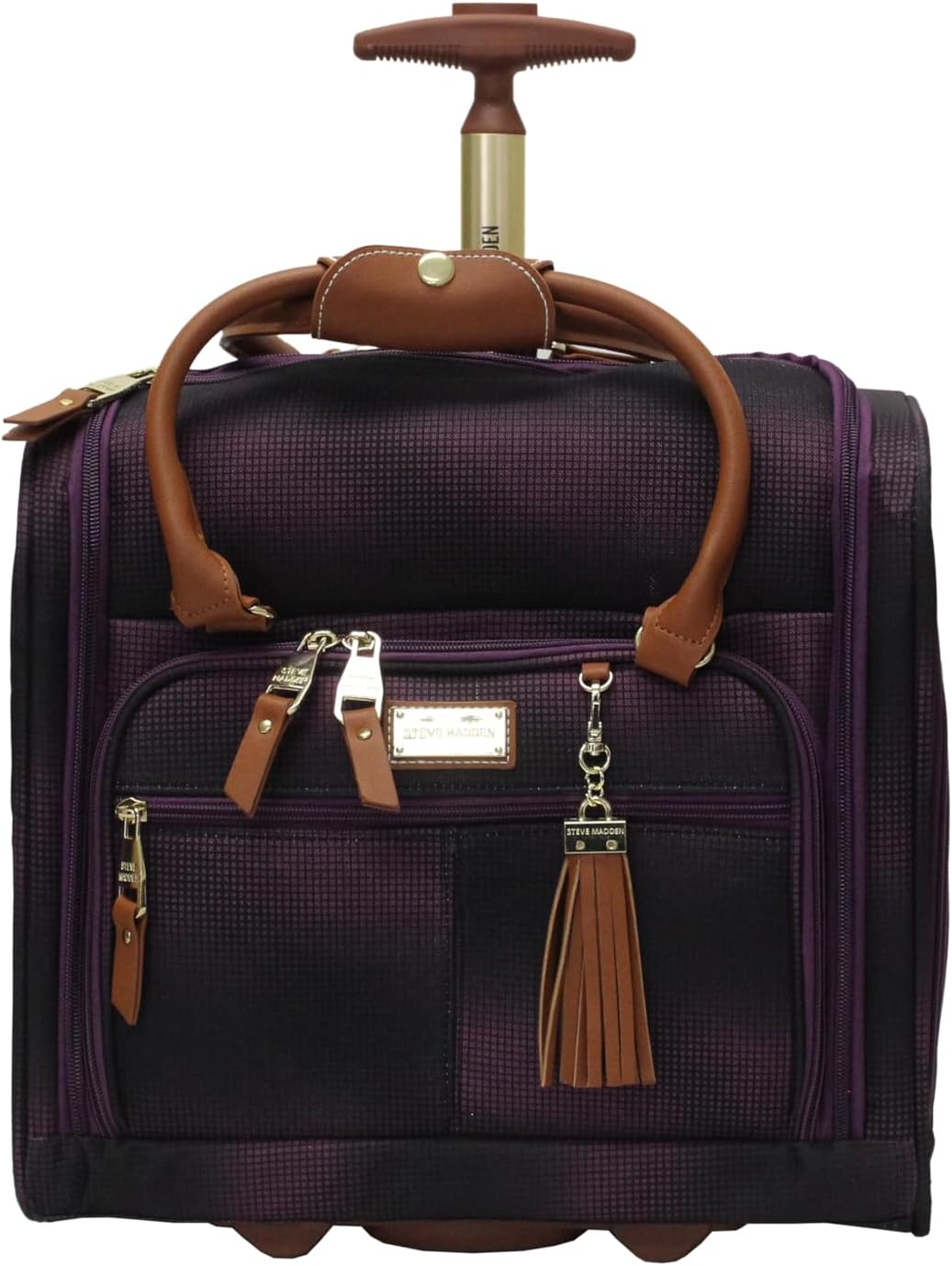 Designer 15 Inch Carry on Suitcase- Small Weekender Overnight Business Travel Luggage- Lightweight 2- Rolling Spinner Wheels Under Seat Bag for Women (Harlo Teal Blue)