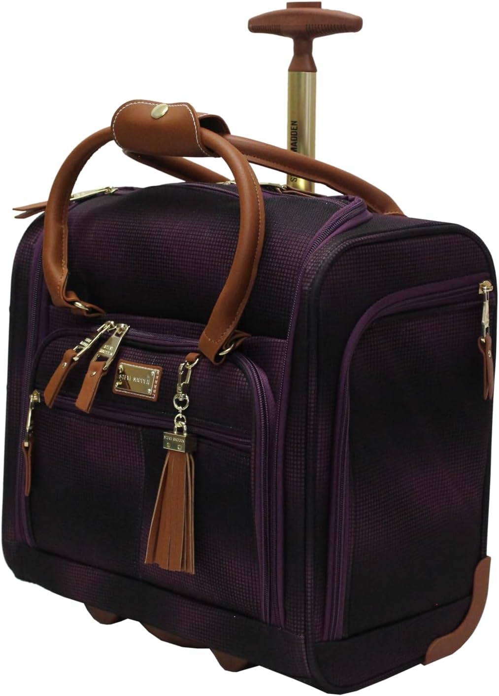 Designer 15 Inch Carry on Suitcase- Small Weekender Overnight Business Travel Luggage- Lightweight 2- Rolling Spinner Wheels Under Seat Bag for Women (Harlo Teal Blue)