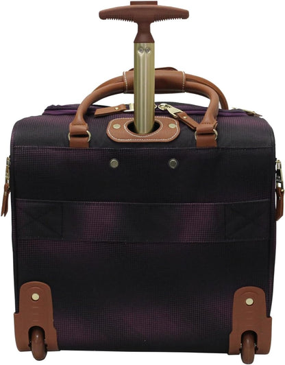 Designer 15 Inch Carry on Suitcase- Small Weekender Overnight Business Travel Luggage- Lightweight 2- Rolling Spinner Wheels Under Seat Bag for Women (Harlo Teal Blue)
