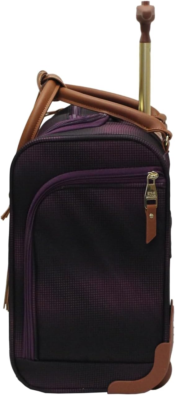 Designer 15 Inch Carry on Suitcase- Small Weekender Overnight Business Travel Luggage- Lightweight 2- Rolling Spinner Wheels Under Seat Bag for Women (Harlo Teal Blue)