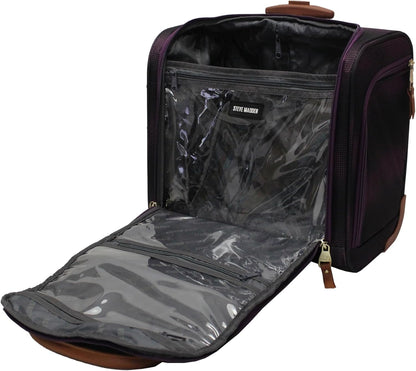 Designer 15 Inch Carry on Suitcase- Small Weekender Overnight Business Travel Luggage- Lightweight 2- Rolling Spinner Wheels Under Seat Bag for Women (Harlo Teal Blue)
