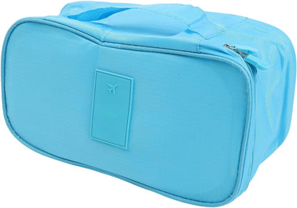 Travel Bra Storage Bag with Compartments for Underwear Lingerie Swimwear Cosmetics Portable Organizer Case Oxford Cloth Gray Red Blue Orange(blue)