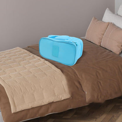 Travel Bra Storage Bag with Compartments for Underwear Lingerie Swimwear Cosmetics Portable Organizer Case Oxford Cloth Gray Red Blue Orange(blue)