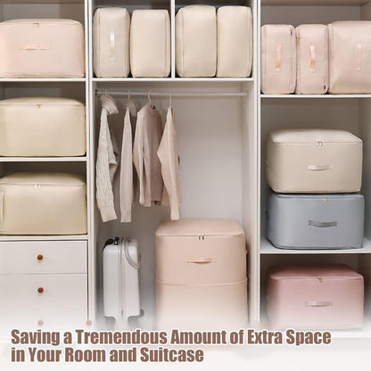 Ultra Space Saving Self Compression Organizer,2025 Upgraded Space Saving Self Compression Organizer Space Bags,Premium Comforter Packaging Cube Bedding Storage Bag (Grey,M 40×30×12cm)