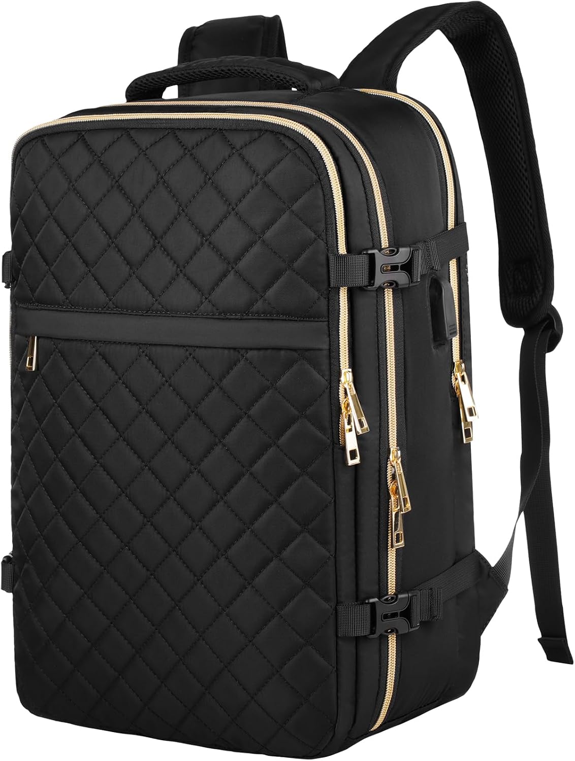 MOMUVO Large Travel Backpack Women, Flight Approved Carry On Backpack, Water Resistant Anti-Theft Casual Daypack School Bag Fit 17 Inch Laptop with USB Charging Port, Black