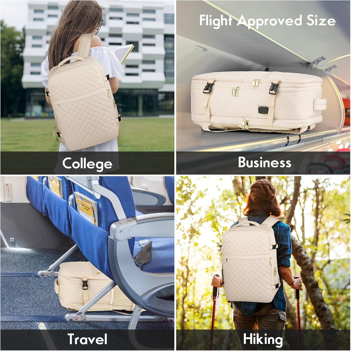 MOMUVO Large Travel Backpack Women, Flight Approved Carry On Backpack, Water Resistant Anti-Theft Casual Daypack School Bag Fit 17 Inch Laptop with USB Charging Port, Black