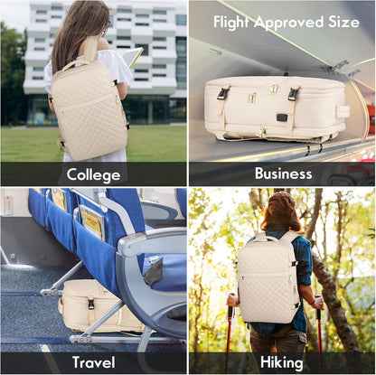 MOMUVO Large Travel Backpack Women, Flight Approved Carry On Backpack, Water Resistant Anti-Theft Casual Daypack School Bag Fit 17 Inch Laptop with USB Charging Port, Black