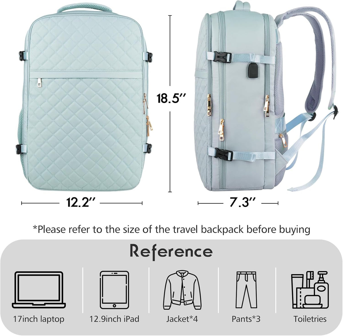 MOMUVO Large Travel Backpack Women, Flight Approved Carry On Backpack, Water Resistant Anti-Theft Casual Daypack School Bag Fit 17 Inch Laptop with USB Charging Port, Black