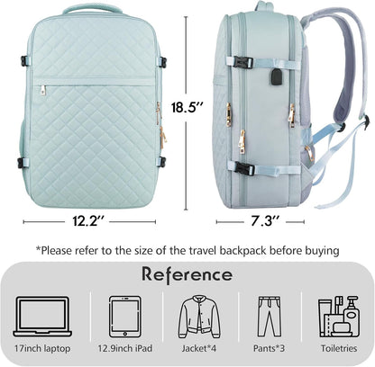 MOMUVO Large Travel Backpack Women, Flight Approved Carry On Backpack, Water Resistant Anti-Theft Casual Daypack School Bag Fit 17 Inch Laptop with USB Charging Port, Black