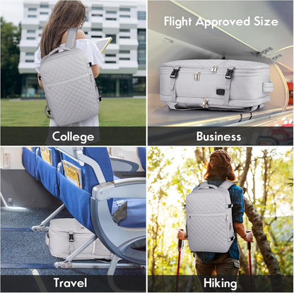 MOMUVO Large Travel Backpack Women, Flight Approved Carry On Backpack, Water Resistant Anti-Theft Casual Daypack School Bag Fit 17 Inch Laptop with USB Charging Port, Black