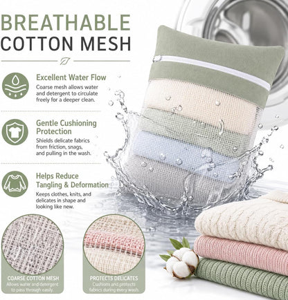6-Piece Bag, Durable Cotton Mesh Laundry Bag, Sturdy Zipper, Breathable Mesh, Exquisite Laundry Bag for Underwear, Clothes, Pants, Shoes and Socks