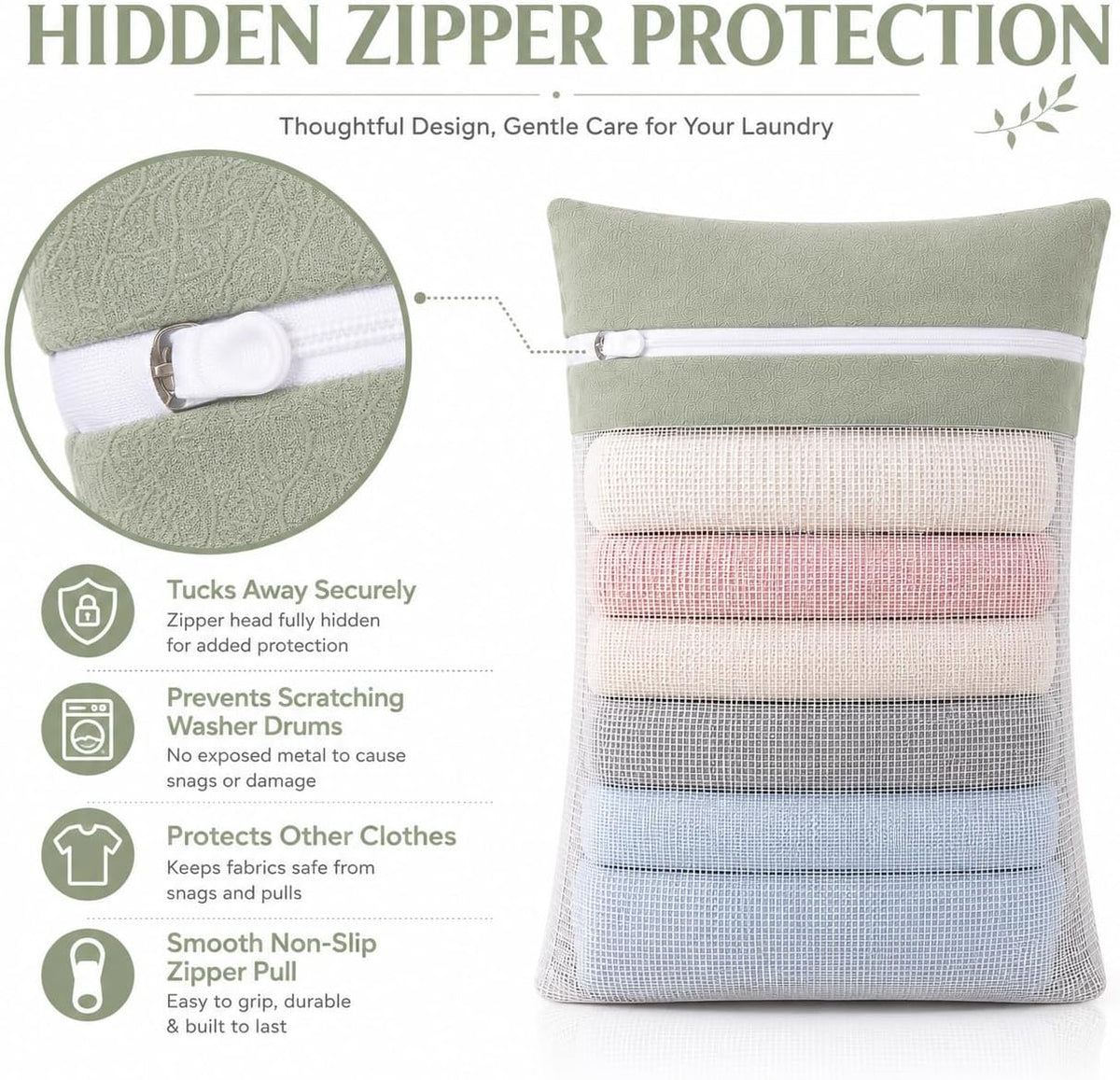 6-Piece Bag, Durable Cotton Mesh Laundry Bag, Sturdy Zipper, Breathable Mesh, Exquisite Laundry Bag for Underwear, Clothes, Pants, Shoes and Socks