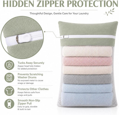 6-Piece Bag, Durable Cotton Mesh Laundry Bag, Sturdy Zipper, Breathable Mesh, Exquisite Laundry Bag for Underwear, Clothes, Pants, Shoes and Socks