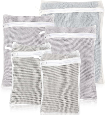 6-Piece Bag, Durable Cotton Mesh Laundry Bag, Sturdy Zipper, Breathable Mesh, Exquisite Laundry Bag for Underwear, Clothes, Pants, Shoes and Socks