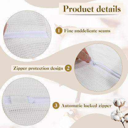 6-Piece Bag, Durable Cotton Mesh Laundry Bag, Sturdy Zipper, Breathable Mesh, Exquisite Laundry Bag for Underwear, Clothes, Pants, Shoes and Socks