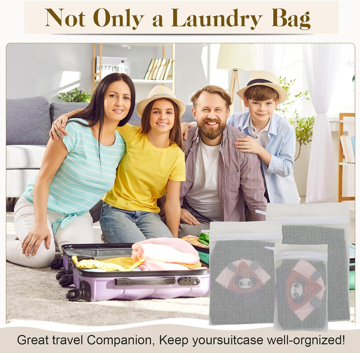 6-Piece Bag, Durable Cotton Mesh Laundry Bag, Sturdy Zipper, Breathable Mesh, Exquisite Laundry Bag for Underwear, Clothes, Pants, Shoes and Socks