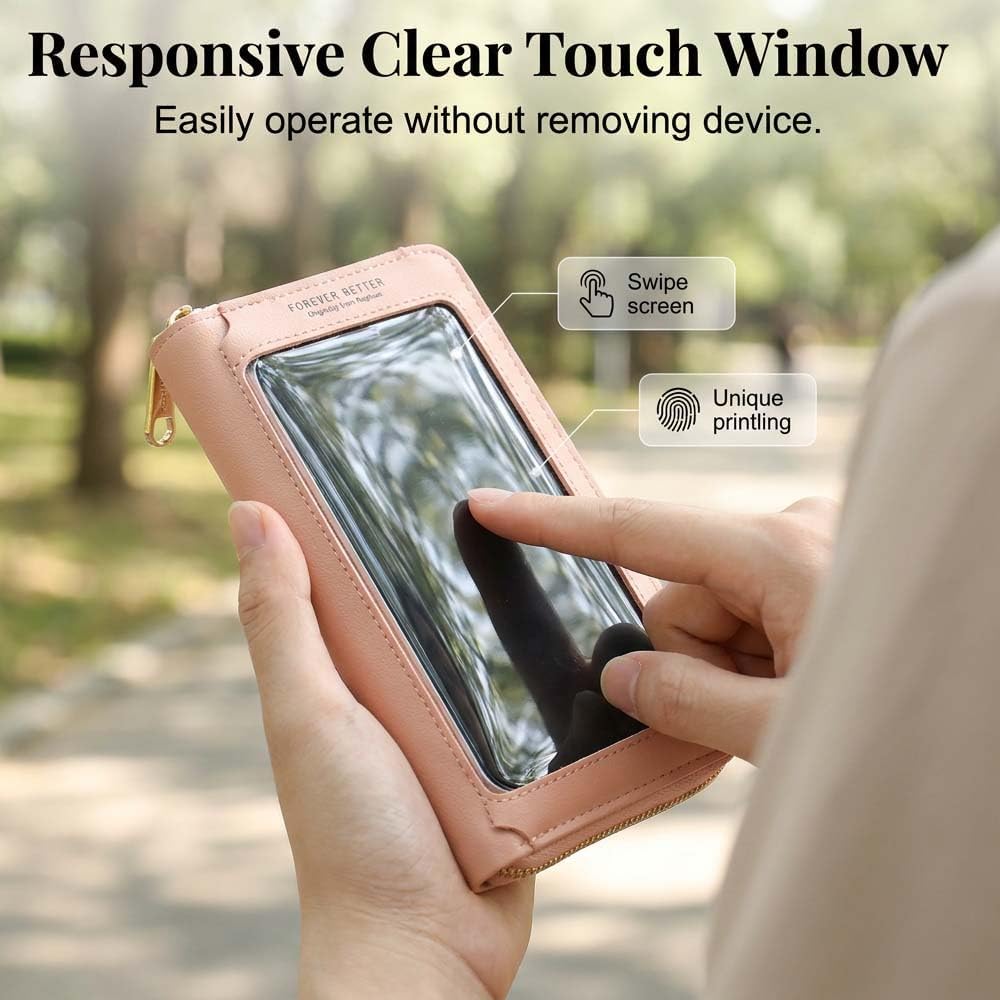 Touchscreen Phone Crossbody Bags for Women, Anti Theft Leather Bag, PU Leather Messenger Bag, RFID Blocking Phone Wallet