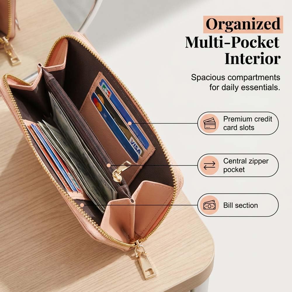 Touchscreen Phone Crossbody Bags for Women, Anti Theft Leather Bag, PU Leather Messenger Bag, RFID Blocking Phone Wallet