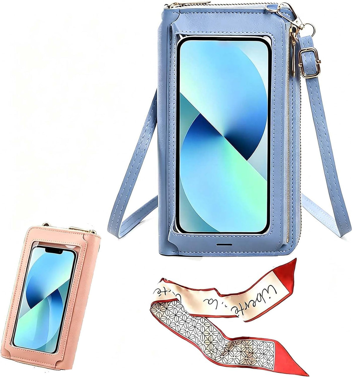 Touchscreen Phone Crossbody Bags for Women, Anti Theft Leather Bag, PU Leather Messenger Bag, RFID Blocking Phone Wallet