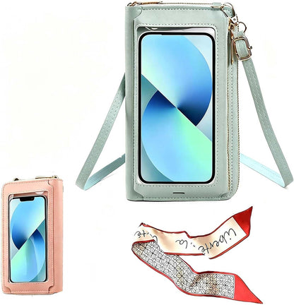 Touchscreen Phone Crossbody Bags for Women, Anti Theft Leather Bag, PU Leather Messenger Bag, RFID Blocking Phone Wallet