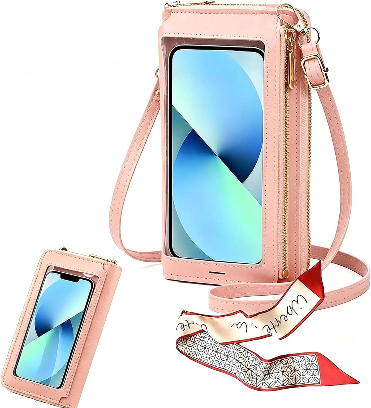 Touchscreen Phone Crossbody Bags for Women, Anti Theft Leather Bag, PU Leather Messenger Bag, RFID Blocking Phone Wallet
