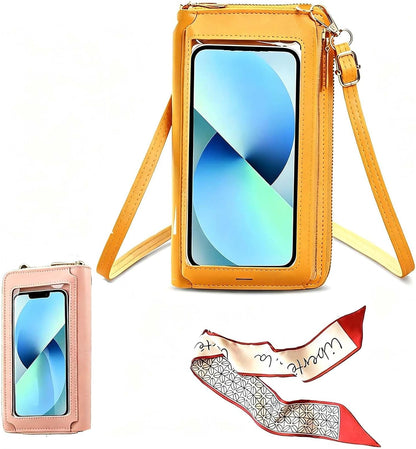 Touchscreen Phone Crossbody Bags for Women, Anti Theft Leather Bag, PU Leather Messenger Bag, RFID Blocking Phone Wallet