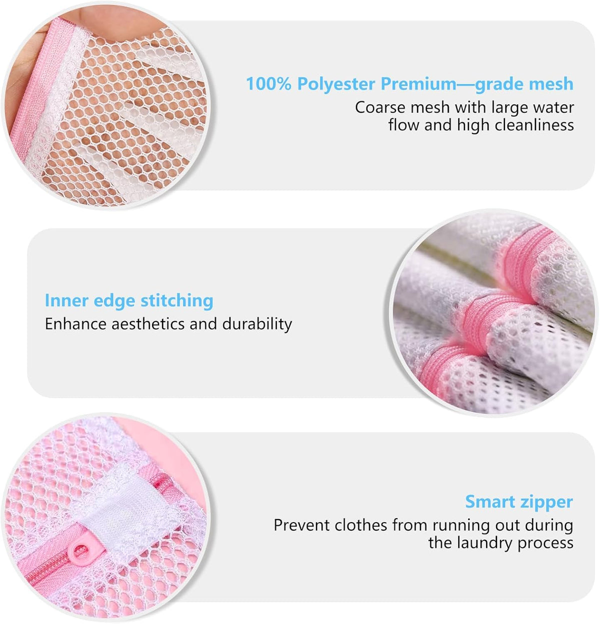 4Pcs Mesh Laundry Bags, Lingerie Bags for Washing Delicates,Mesh Wash Bags for Toy Storage & Cleaning, Travel Storage Organizer Bag, Dorm Room Essentials (1 Large, 1 Medium, 2 Small) (Fine Net)
