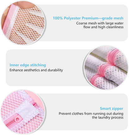 4Pcs Mesh Laundry Bags, Lingerie Bags for Washing Delicates,Mesh Wash Bags for Toy Storage & Cleaning, Travel Storage Organizer Bag, Dorm Room Essentials (1 Large, 1 Medium, 2 Small) (Fine Net)