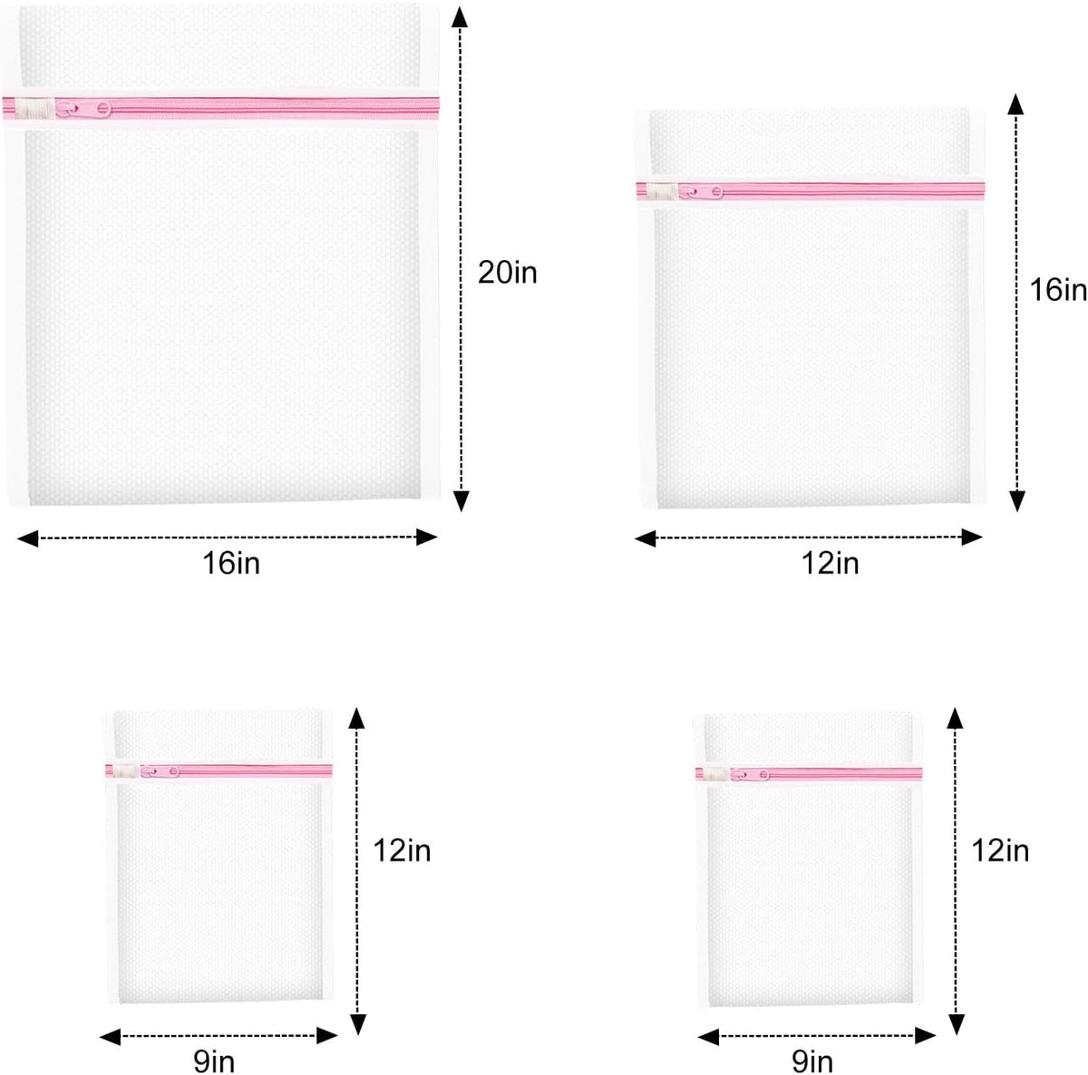 4Pcs Mesh Laundry Bags, Lingerie Bags for Washing Delicates,Mesh Wash Bags for Toy Storage & Cleaning, Travel Storage Organizer Bag, Dorm Room Essentials (1 Large, 1 Medium, 2 Small) (Fine Net)