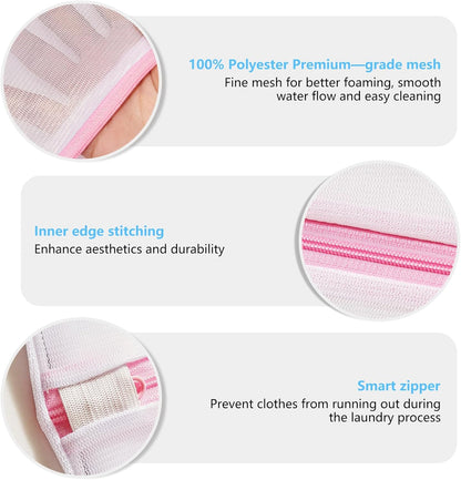 4Pcs Mesh Laundry Bags, Lingerie Bags for Washing Delicates,Mesh Wash Bags for Toy Storage & Cleaning, Travel Storage Organizer Bag, Dorm Room Essentials (1 Large, 1 Medium, 2 Small) (Fine Net)