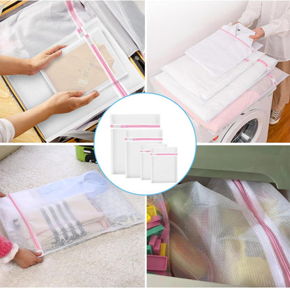 4Pcs Mesh Laundry Bags, Lingerie Bags for Washing Delicates,Mesh Wash Bags for Toy Storage & Cleaning, Travel Storage Organizer Bag, Dorm Room Essentials (1 Large, 1 Medium, 2 Small) (Fine Net)