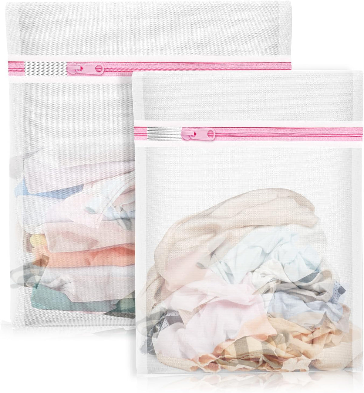 4Pcs Mesh Laundry Bags, Lingerie Bags for Washing Delicates,Mesh Wash Bags for Toy Storage & Cleaning, Travel Storage Organizer Bag, Dorm Room Essentials (1 Large, 1 Medium, 2 Small) (Fine Net)