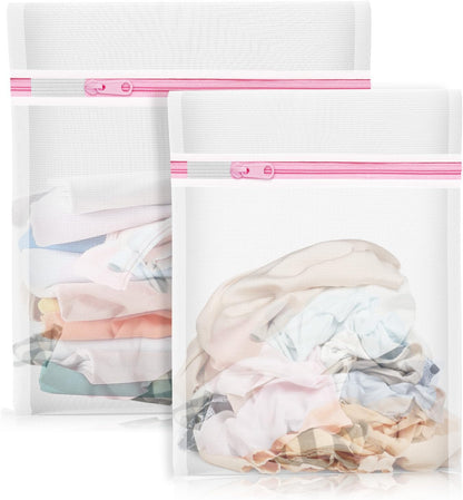 4Pcs Mesh Laundry Bags, Lingerie Bags for Washing Delicates,Mesh Wash Bags for Toy Storage & Cleaning, Travel Storage Organizer Bag, Dorm Room Essentials (1 Large, 1 Medium, 2 Small) (Fine Net)