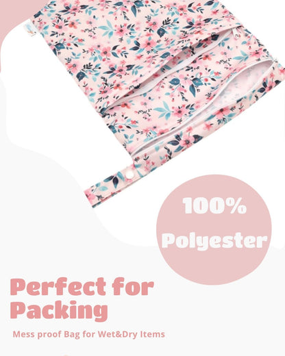 Wet Dry Bag Reusable Waterproof Swimming Bag Travel Beach Pool Yoga Gym Bag for Baby Cloth Diaper Swimsuits Wet Clothes Two Zipper Pockets 3 Pack 3L15