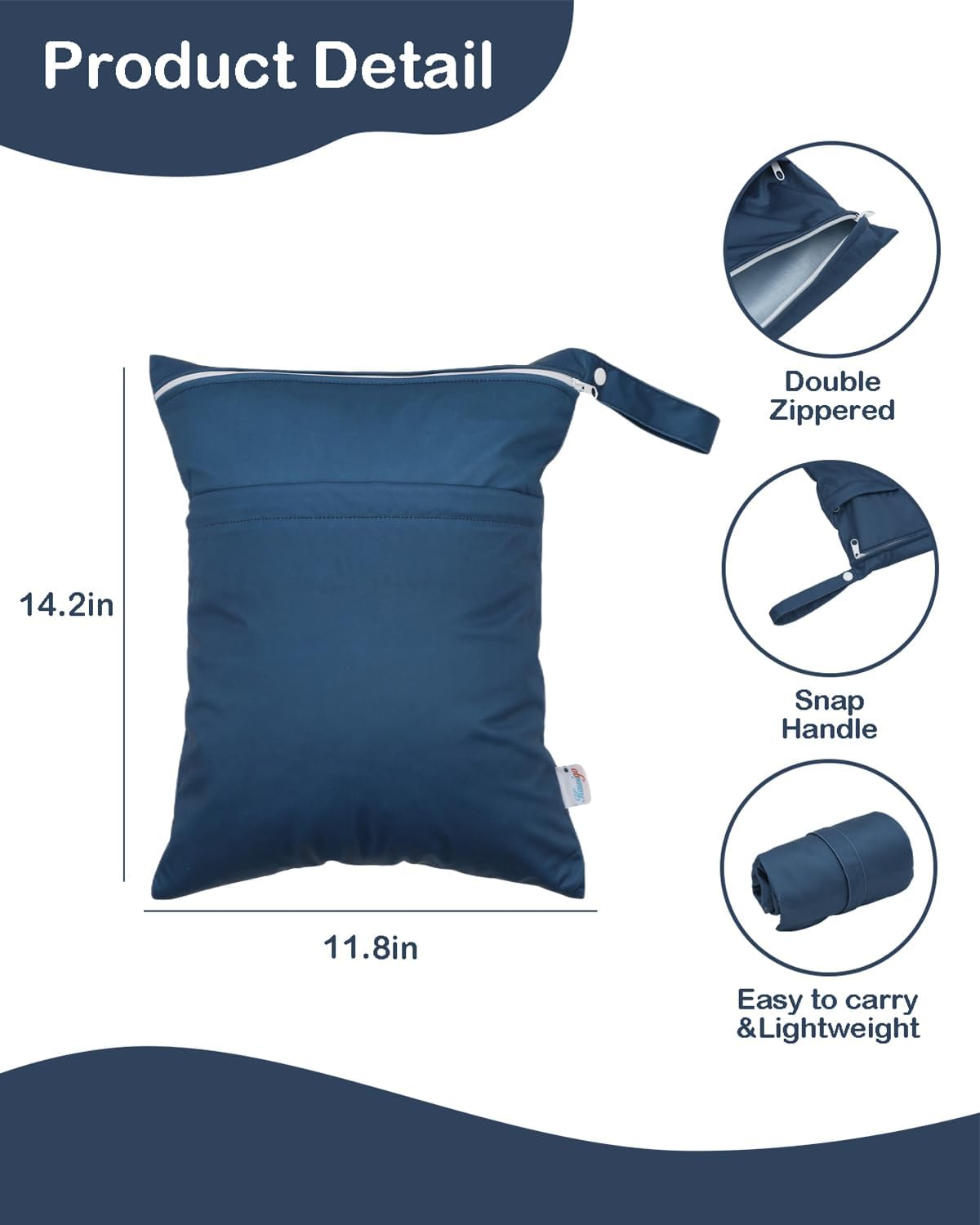 Wet Dry Bag Reusable Waterproof Swimming Bag Travel Beach Pool Yoga Gym Bag for Baby Cloth Diaper Swimsuits Wet Clothes Two Zipper Pockets 3 Pack 3L15