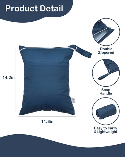 Wet Dry Bag Reusable Waterproof Swimming Bag Travel Beach Pool Yoga Gym Bag for Baby Cloth Diaper Swimsuits Wet Clothes Two Zipper Pockets 3 Pack 3L15