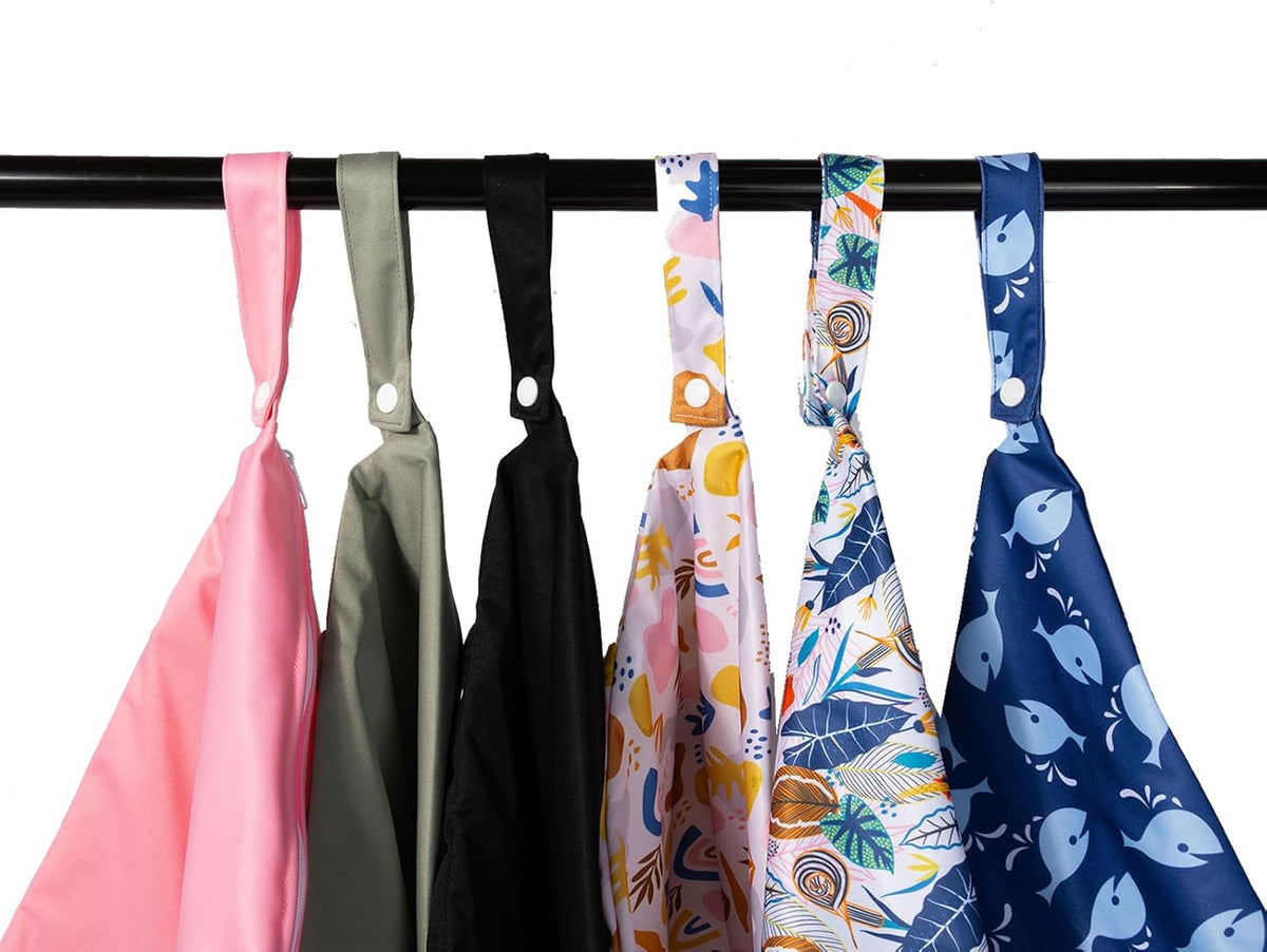 Wet Dry Bag Reusable Waterproof Swimming Bag Travel Beach Pool Yoga Gym Bag for Baby Cloth Diaper Swimsuits Wet Clothes Two Zipper Pockets 3 Pack 3L15